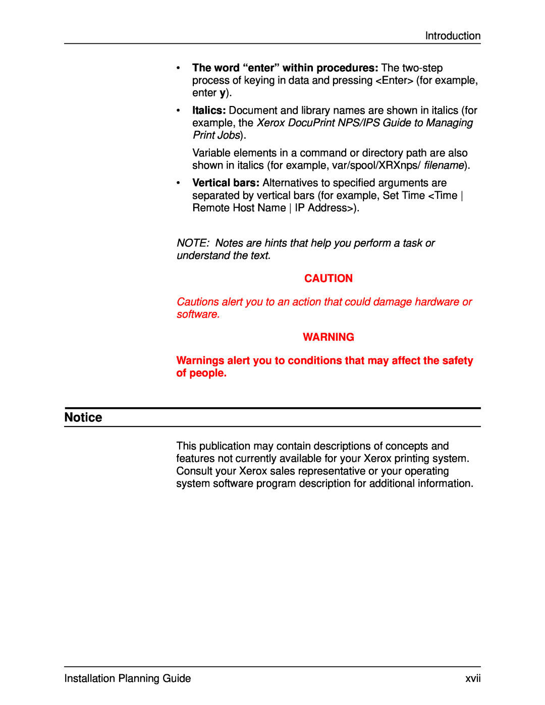Xerox 155, 100, 135, 115 manual Warnings alert you to conditions that may affect the safety of people 