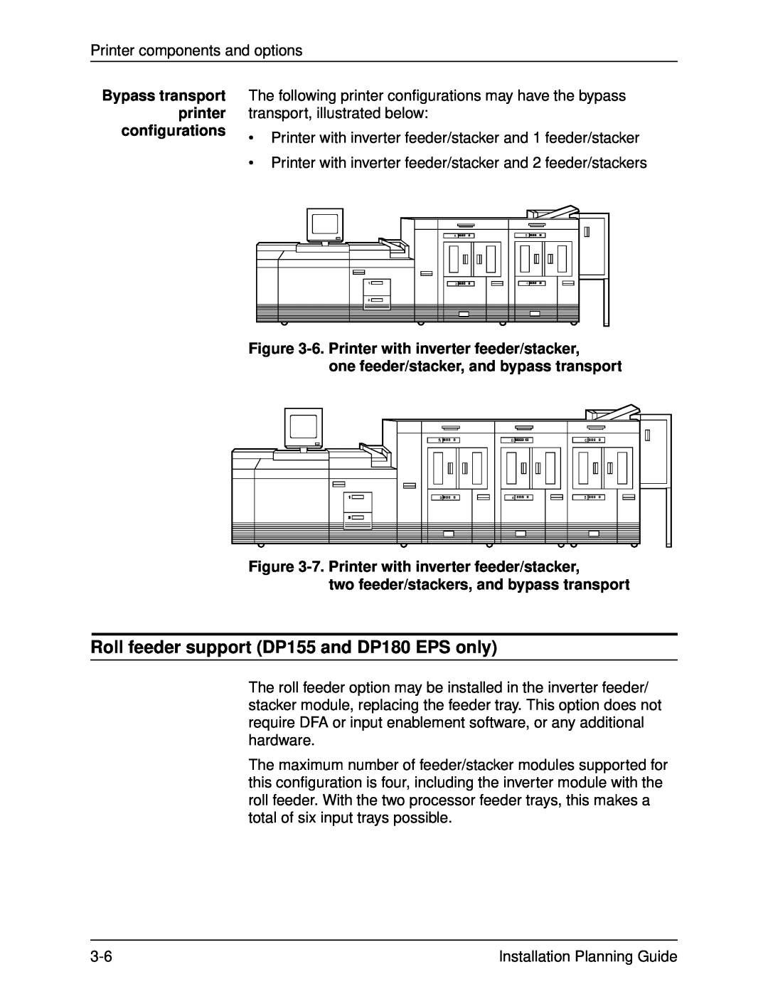 Xerox 135, 100, 155, 115 manual Bypass transport printer configurations, 6. Printer with inverter feeder/stacker 