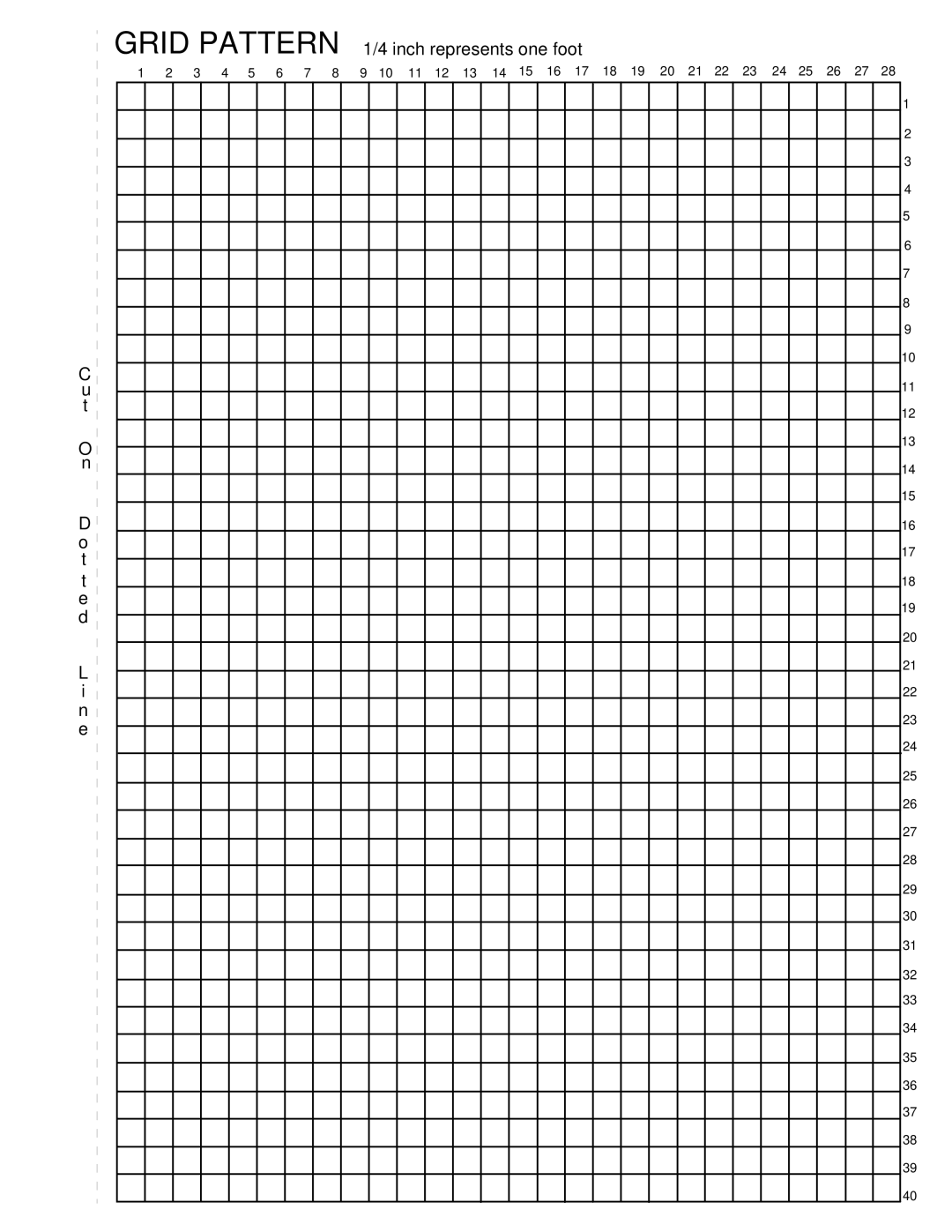 Xerox 155, 100, 135, 115 manual Grid Pattern, C u t O n D o t t e d L i n e, 1/4 inch represents one foot 