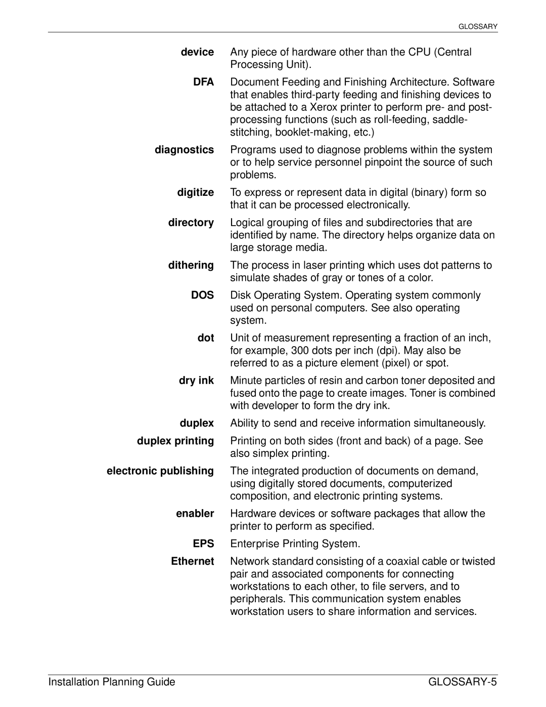 Xerox 155, 100, 135, 115 manual GLOSSARY-5 