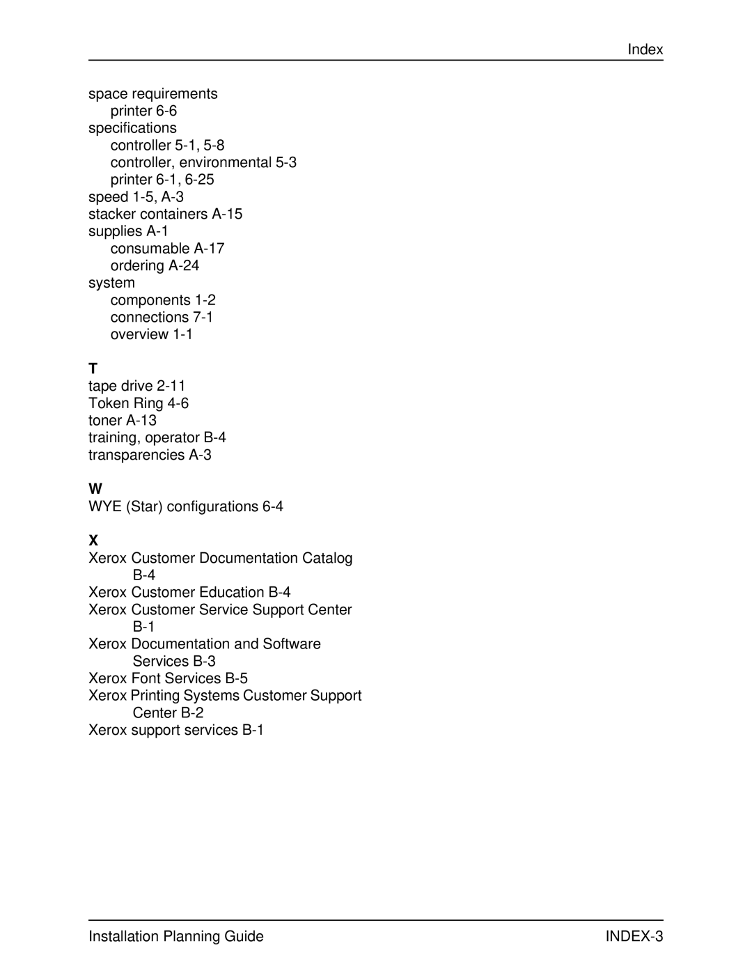 Xerox 115, 100, 155, 135 manual INDEX-3 