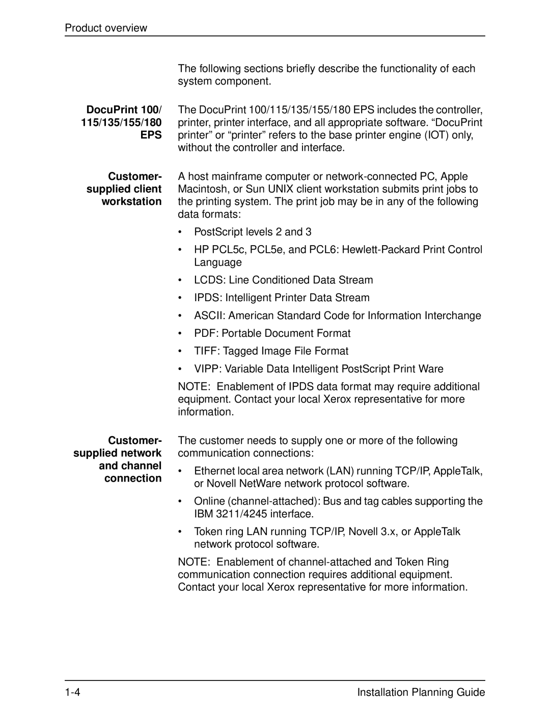 Xerox manual DocuPrint 100/ 115/135/155/180, Eps 