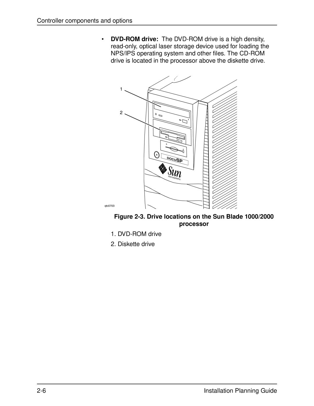 Xerox 135, 155, 115 manual Drive locations on the Sun Blade 1000/2000 Processor 