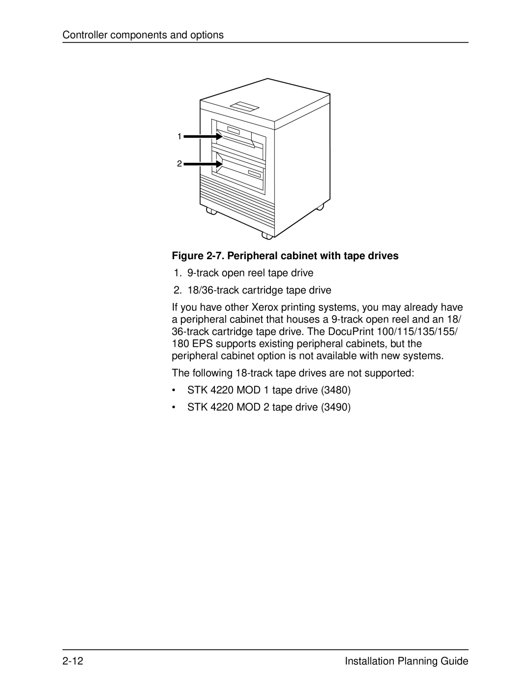 Xerox 100, 155, 135, 115 manual Peripheral cabinet with tape drives 