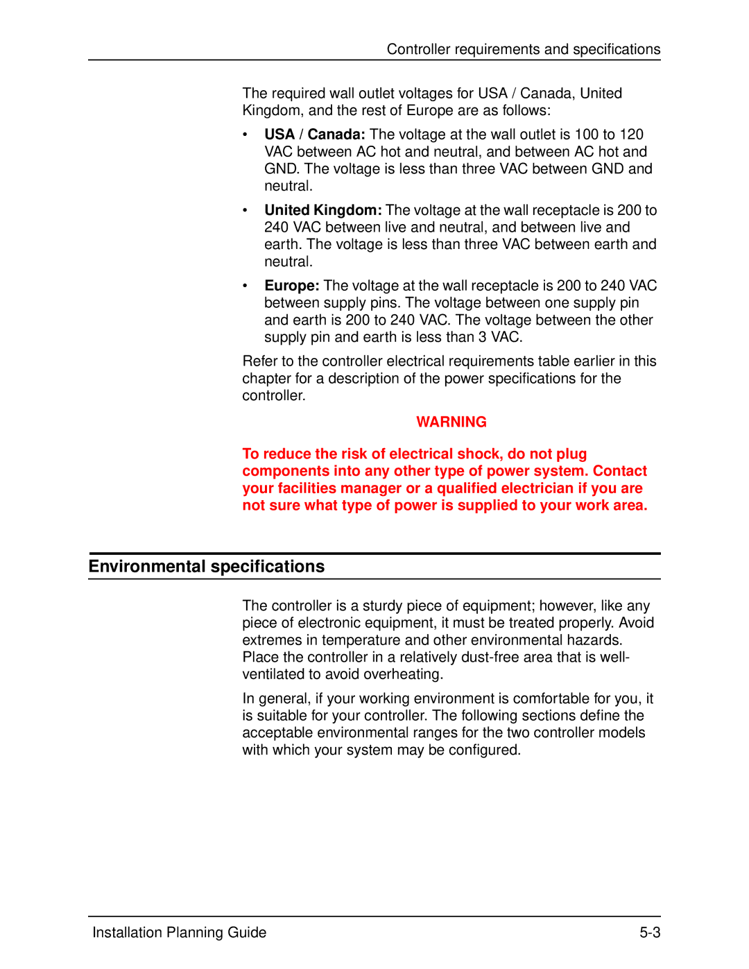 Xerox 115, 100, 155, 135 manual Environmental specifications 