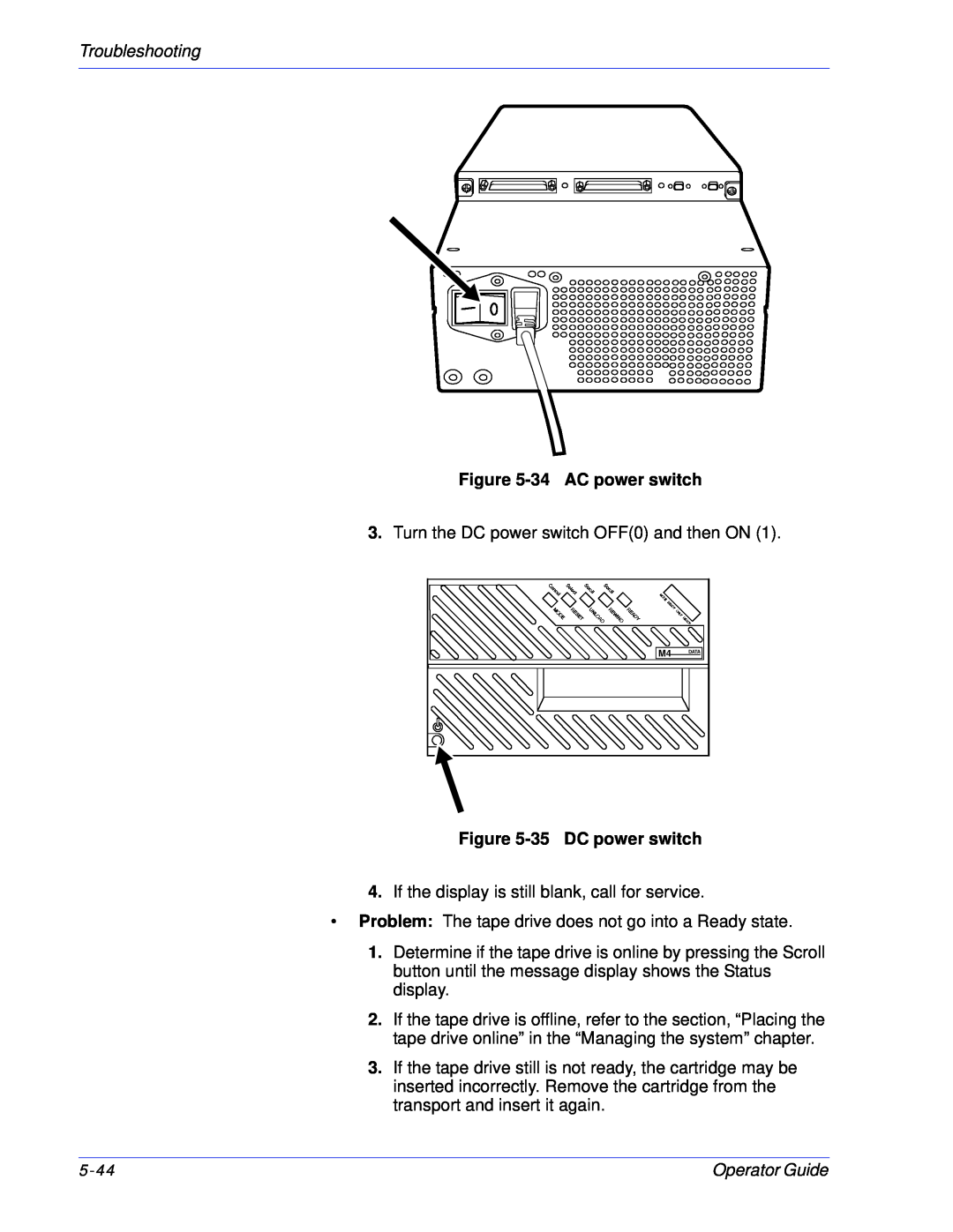 Xerox 100, 180 EPS manual Troubleshooting, 34AC power switch, 35DC power switch 