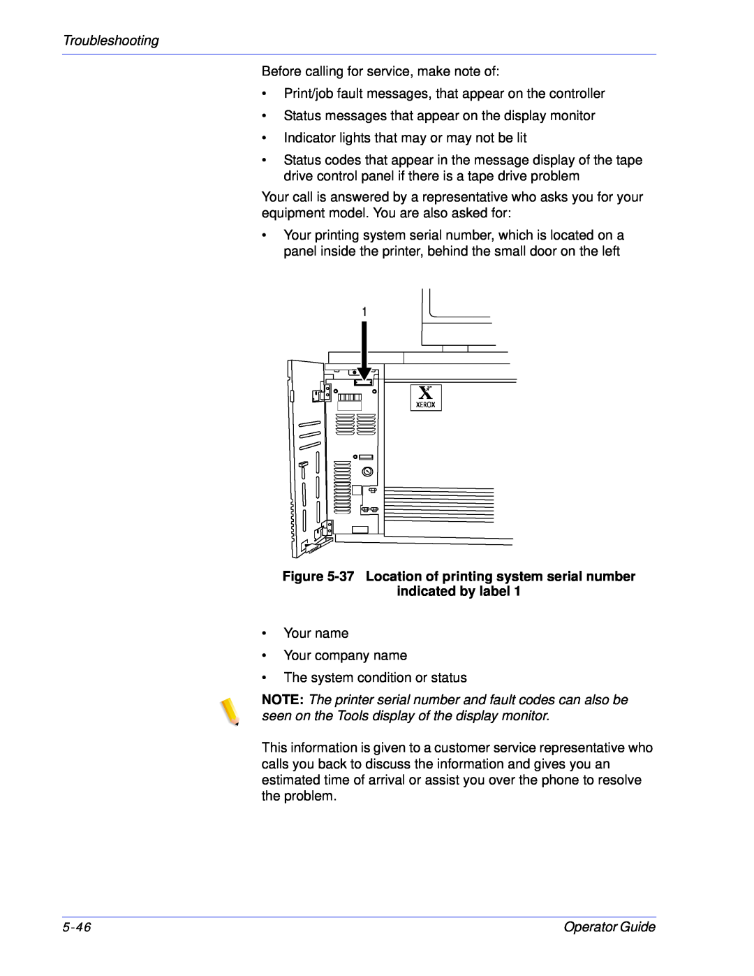 Xerox 100, 180 EPS manual Troubleshooting, indicated by label 