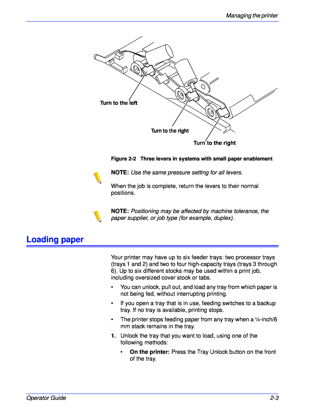 Xerox 180 EPS, 100 manual Loading paper, Managing the printer, Operator Guide 