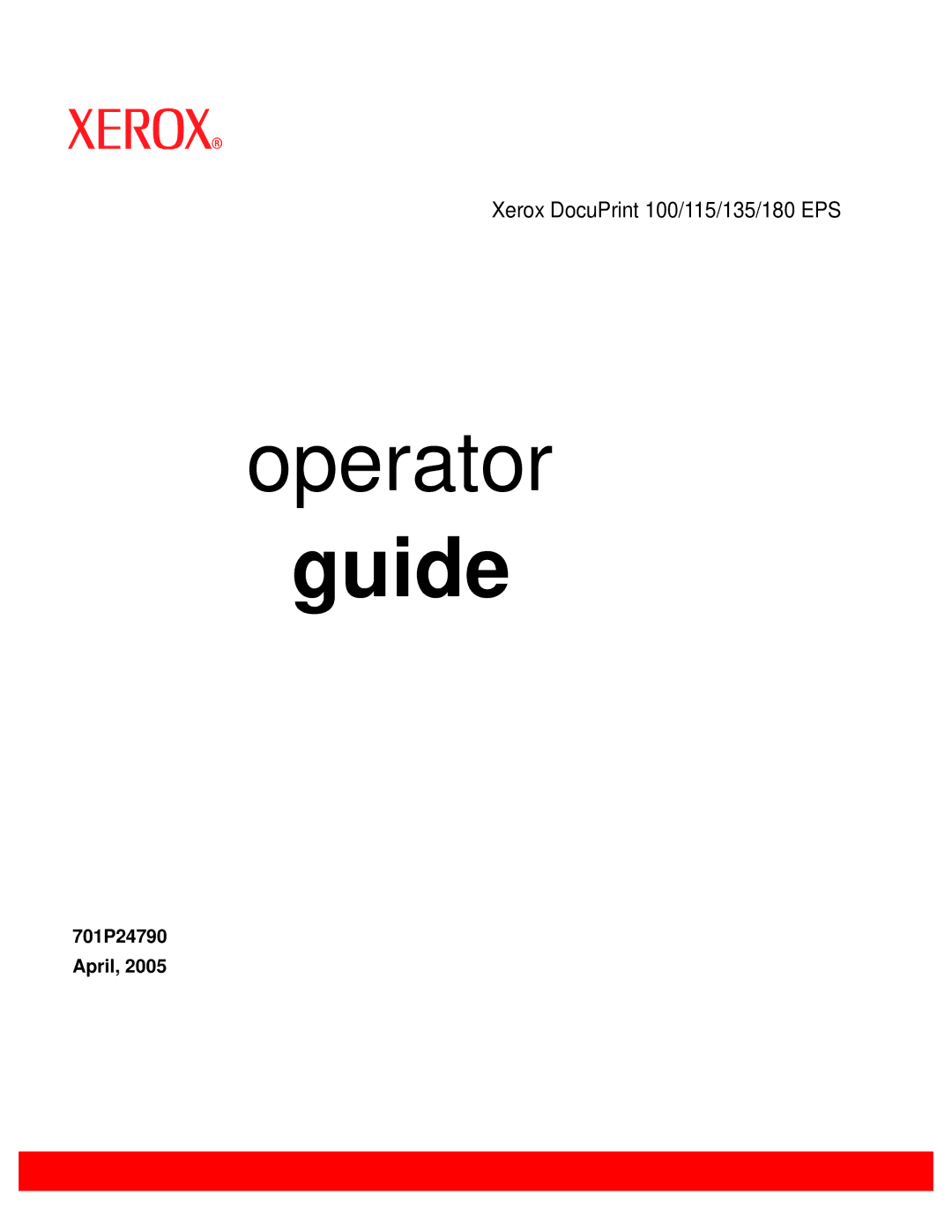 Xerox 180 EPS, 100 manual Guide 