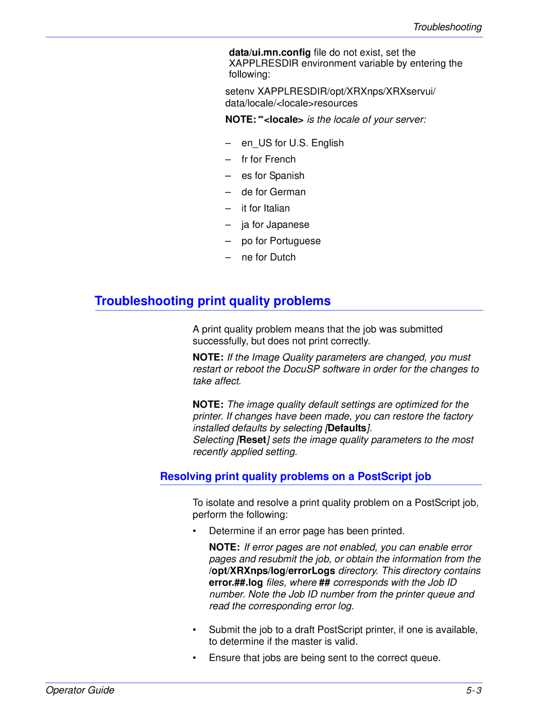 Xerox 180 EPS, 100 manual Troubleshooting print quality problems, Resolving print quality problems on a PostScript job 