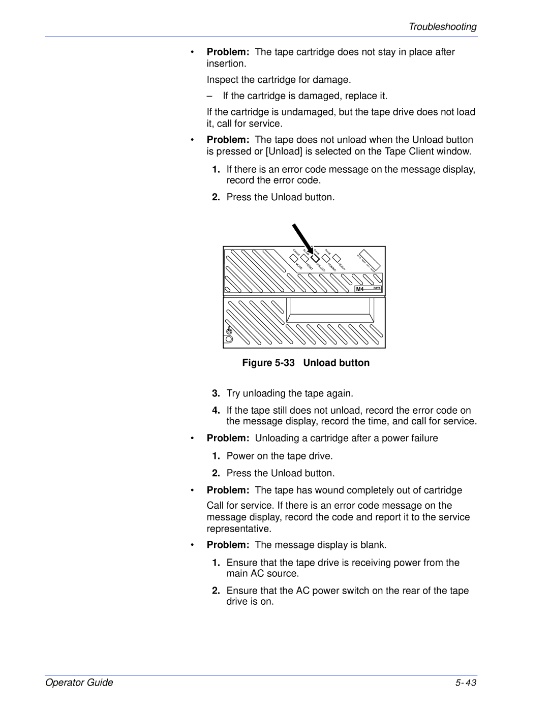 Xerox 180 EPS, 100 manual Unload button 