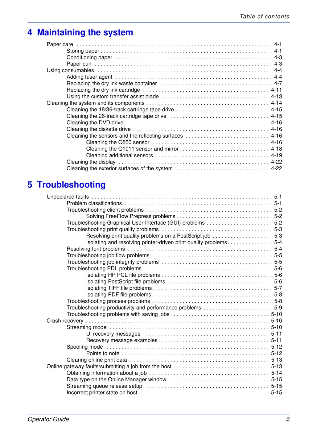 Xerox 180 EPS, 100 manual Maintaining the system, Troubleshooting 