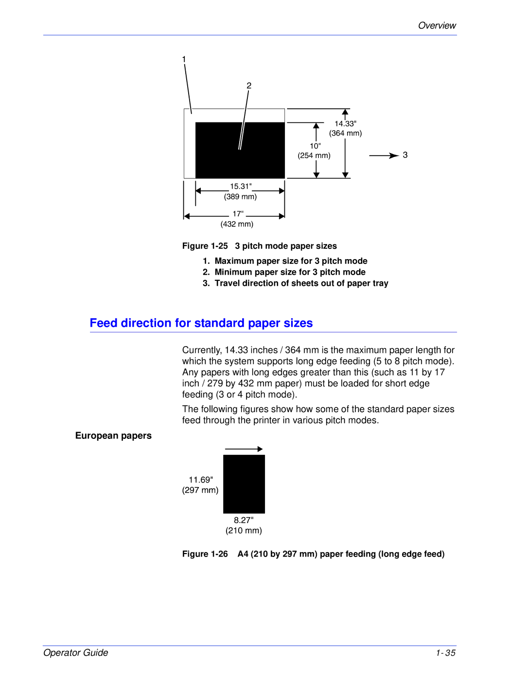 Xerox 180 EPS, 100 manual Feed direction for standard paper sizes, European papers 