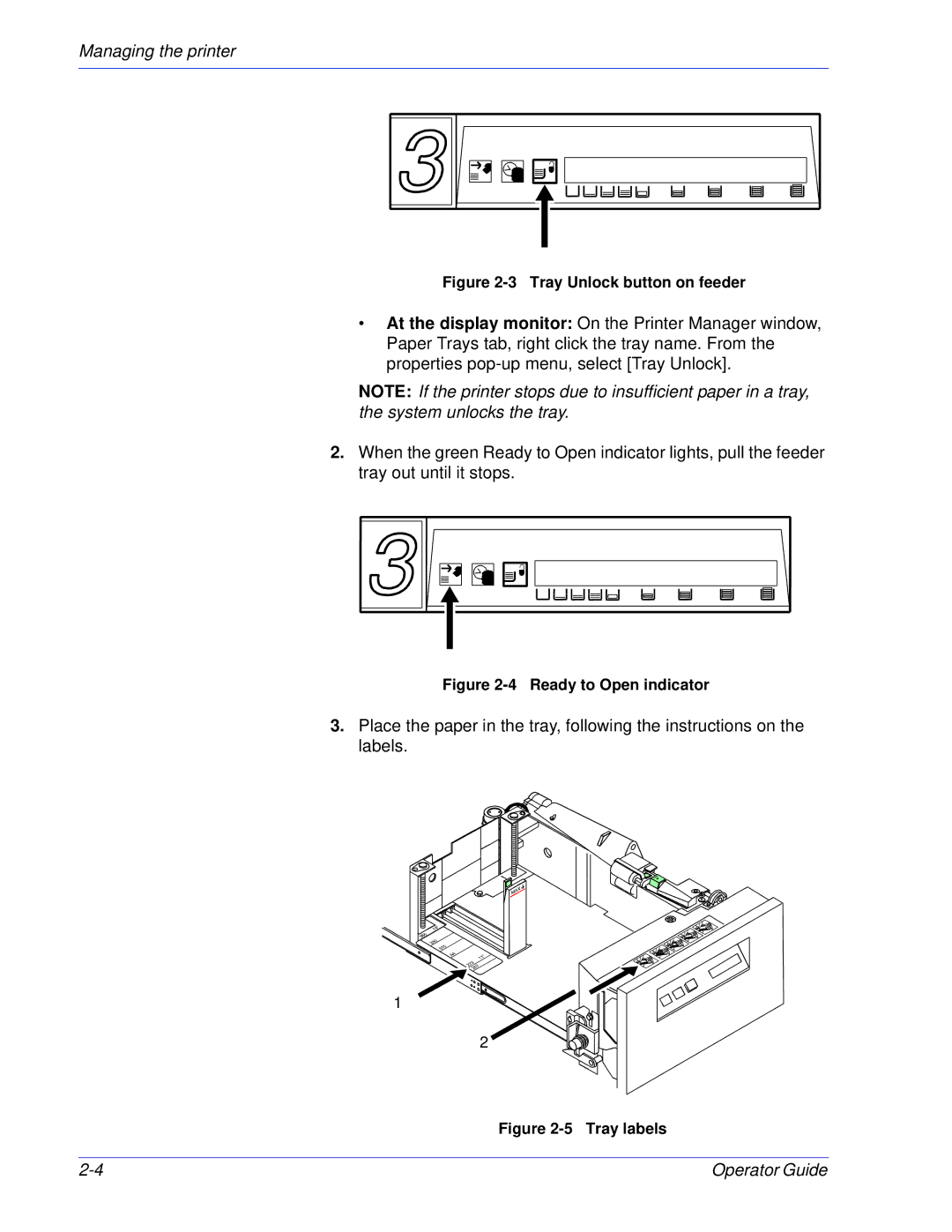 Xerox 100, 180 EPS manual Tray Unlock button on feeder 