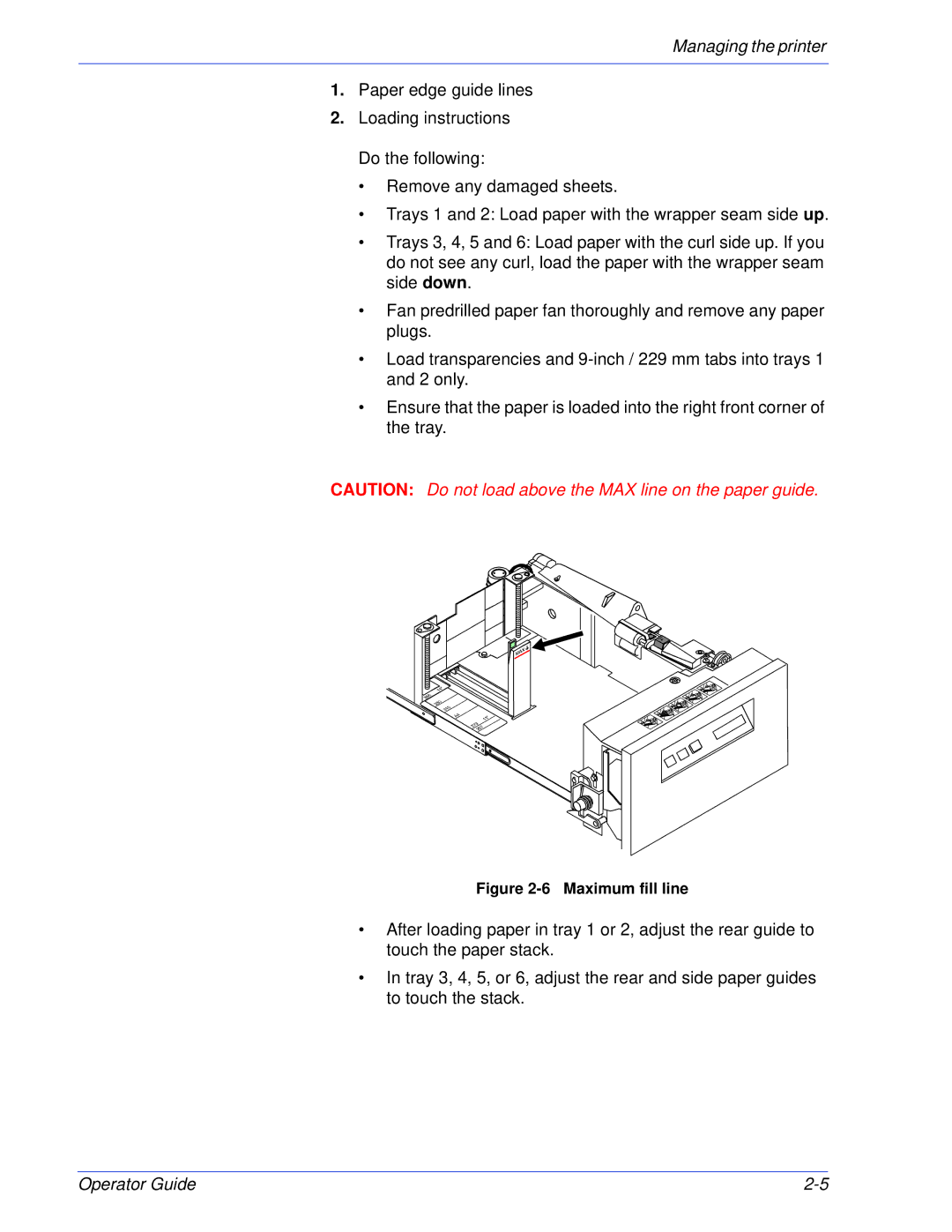 Xerox 180 EPS, 100 manual Maximum fill line 