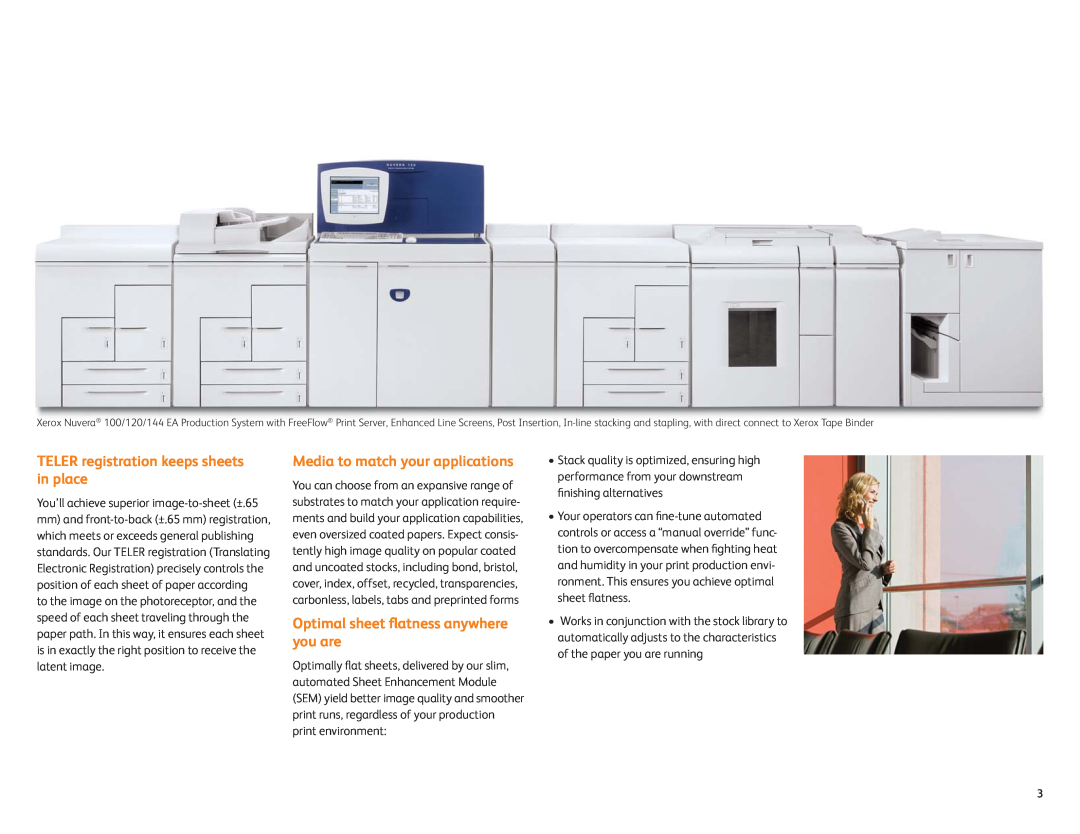 Xerox 100 EA, 144 EA, 120 EA manual TELER registration keeps sheets in place, Media to match your applications 