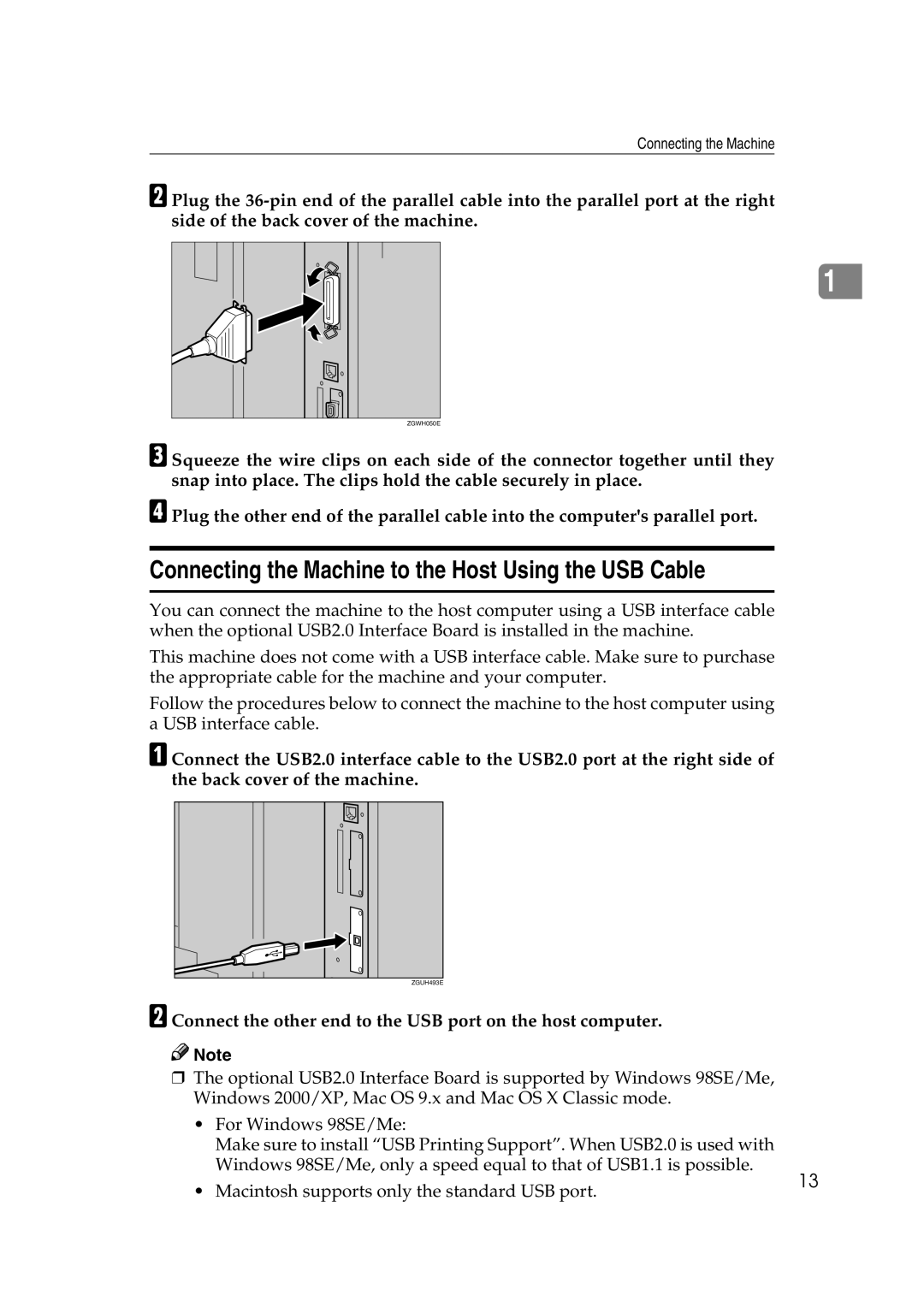 Xerox 1075 manual Connecting the Machine to the Host Using the USB Cable 