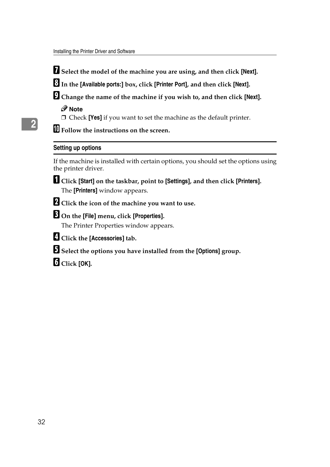 Xerox 1075 manual Setting up options, Follow the instructions on the screen 