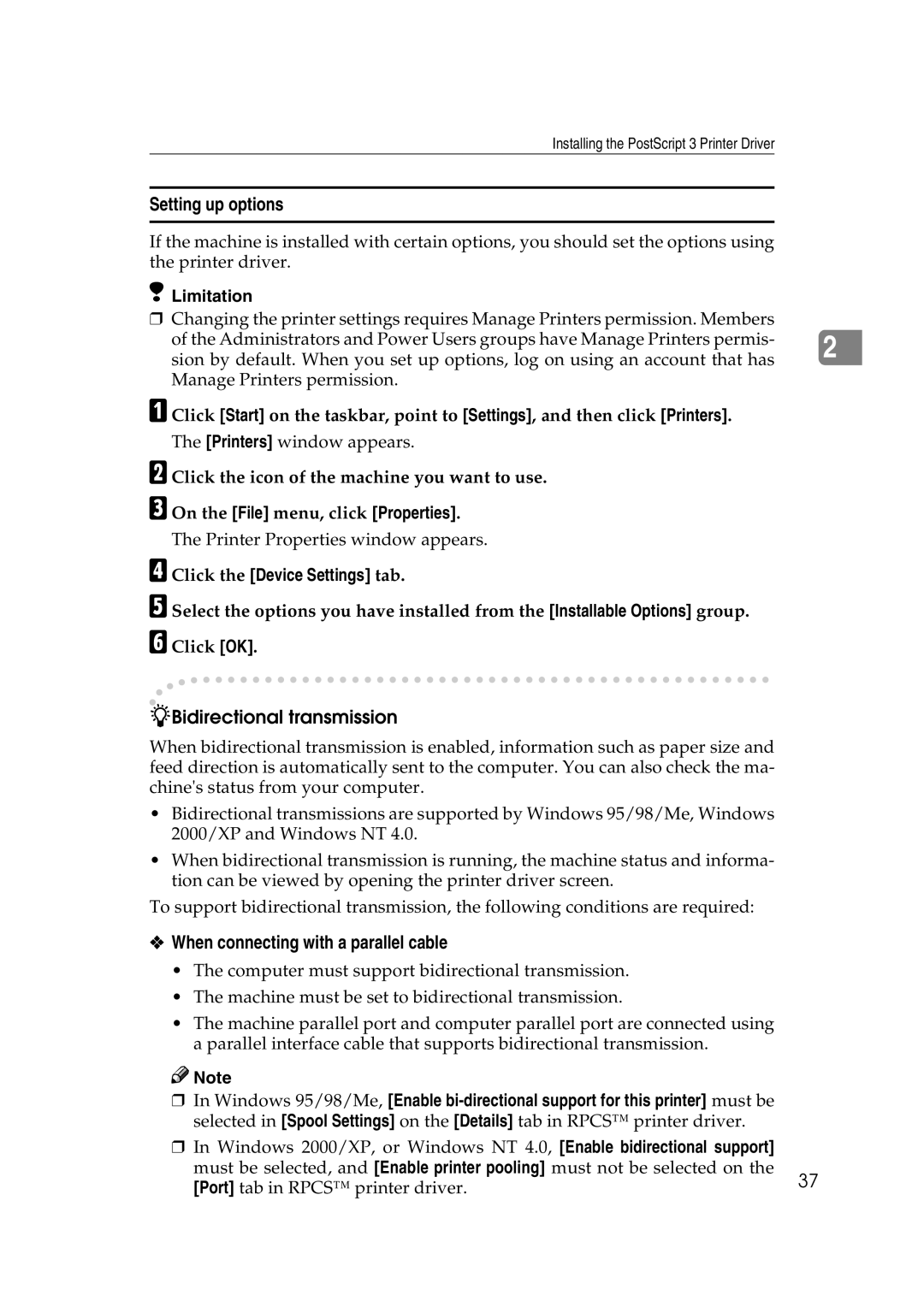 Xerox 1075 manual Bidirectional transmission, When connecting with a parallel cable 