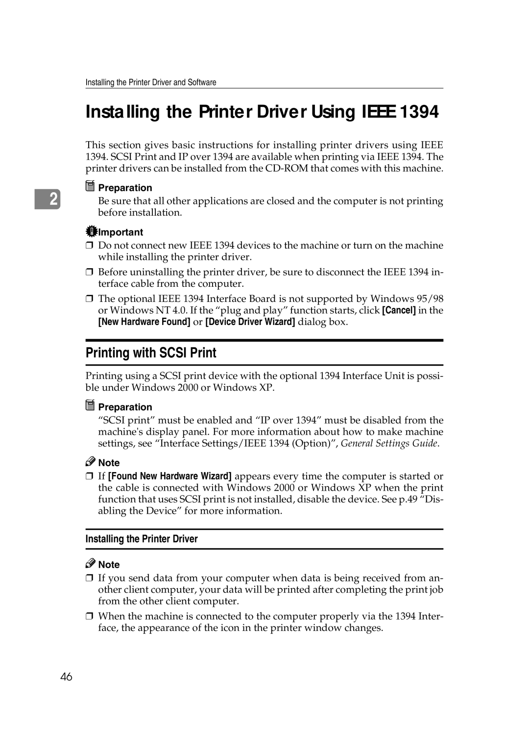 Xerox 1075 manual Installing the Printer Driver Using Ieee, Printing with Scsi Print 