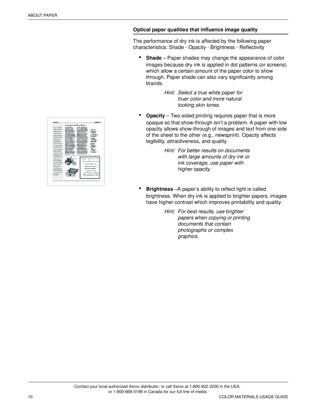 Xerox 12 manual About Paper, Color Materials Usage Guide 