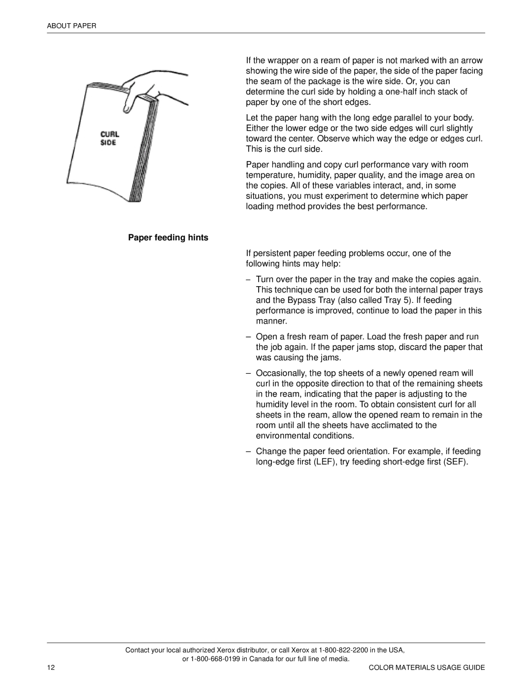 Xerox 12 manual Paper feeding hints 