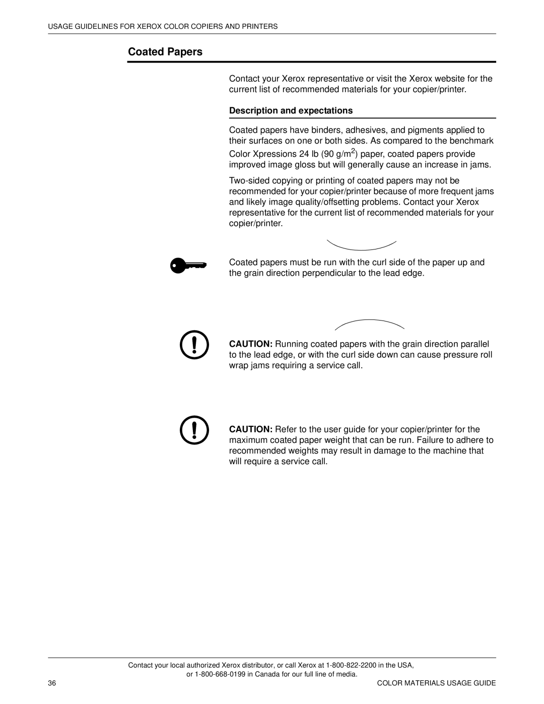 Xerox 12 manual Coated Papers 