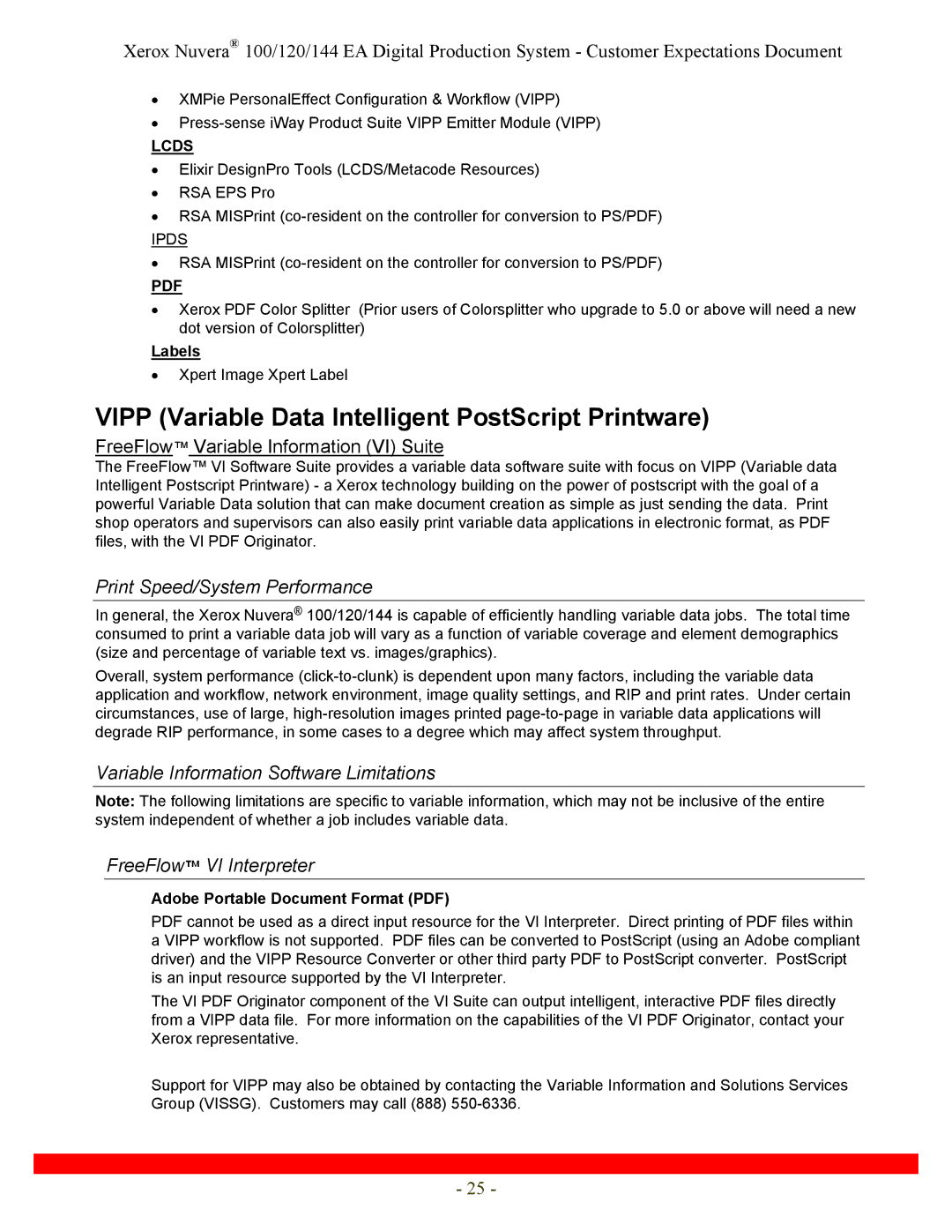 Xerox 144, 120 specifications Vipp Variable Data Intelligent PostScript Printware, Labels 