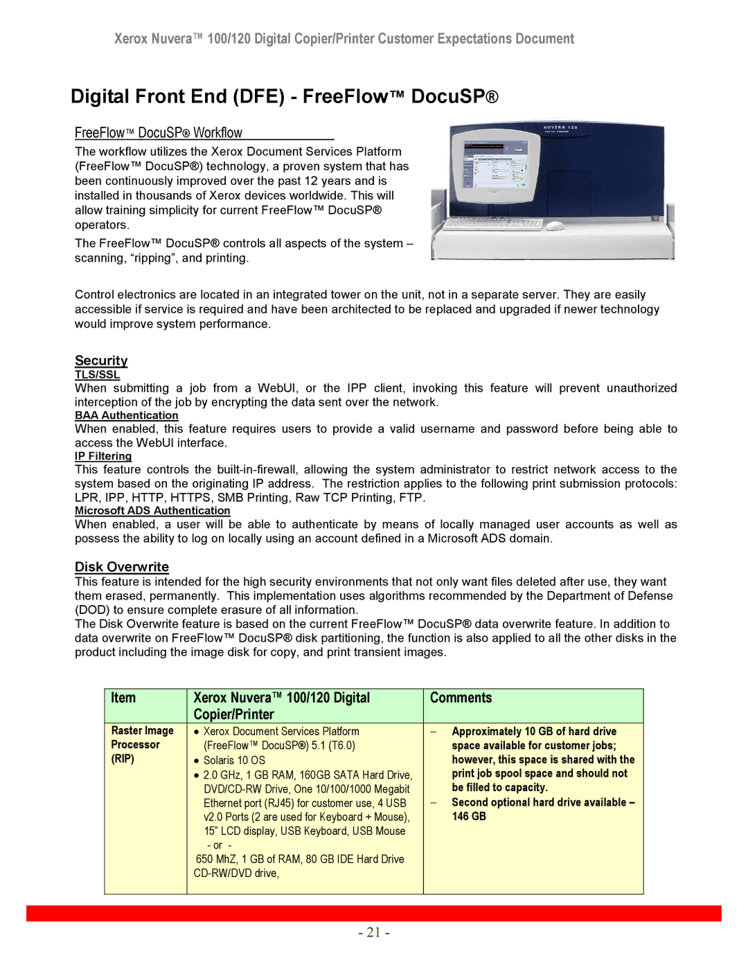 Xerox 120 manual Digital Front End DFE FreeFlow DocuSP, FreeFlow DocuSP Workflow, Rip 