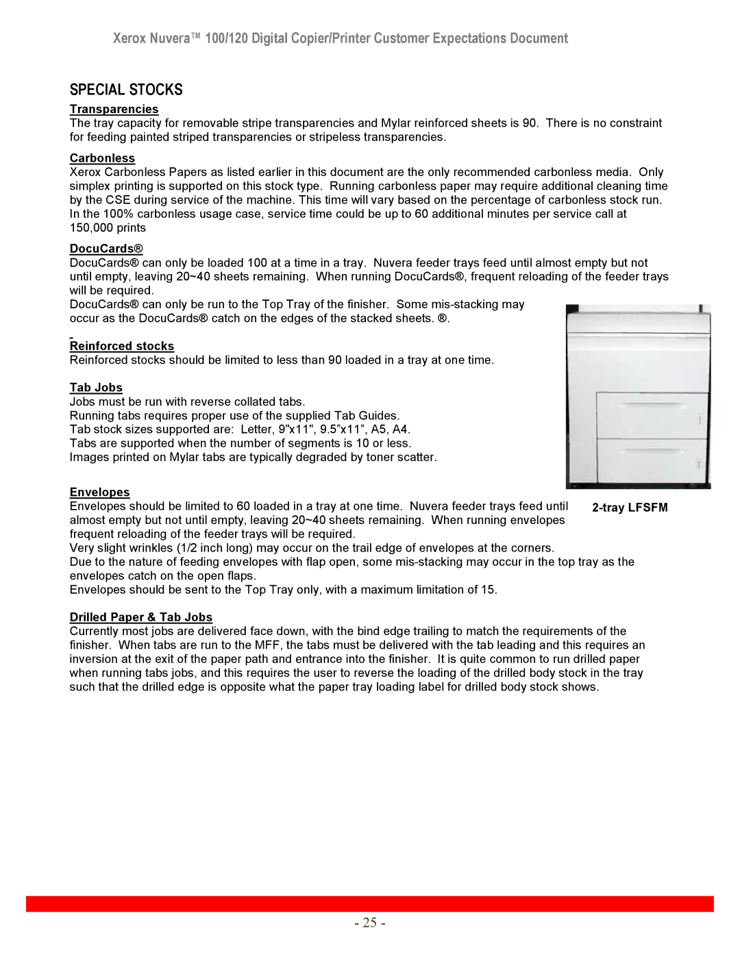 Xerox 120 manual Special Stocks 