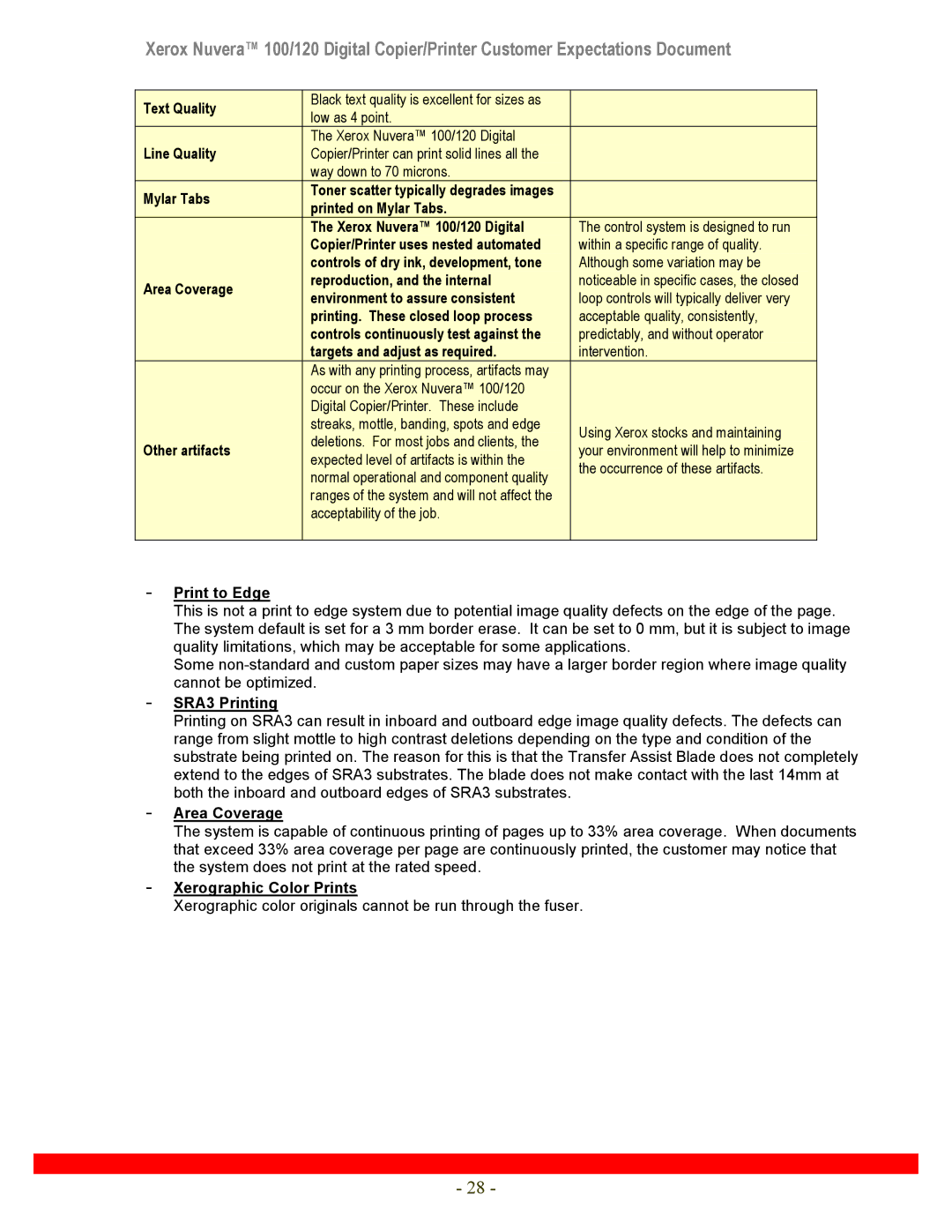 Xerox manual Text Quality, Low as 4 point Xerox Nuvera 100/120 Digital Line Quality, Way down to 70 microns Mylar Tabs 