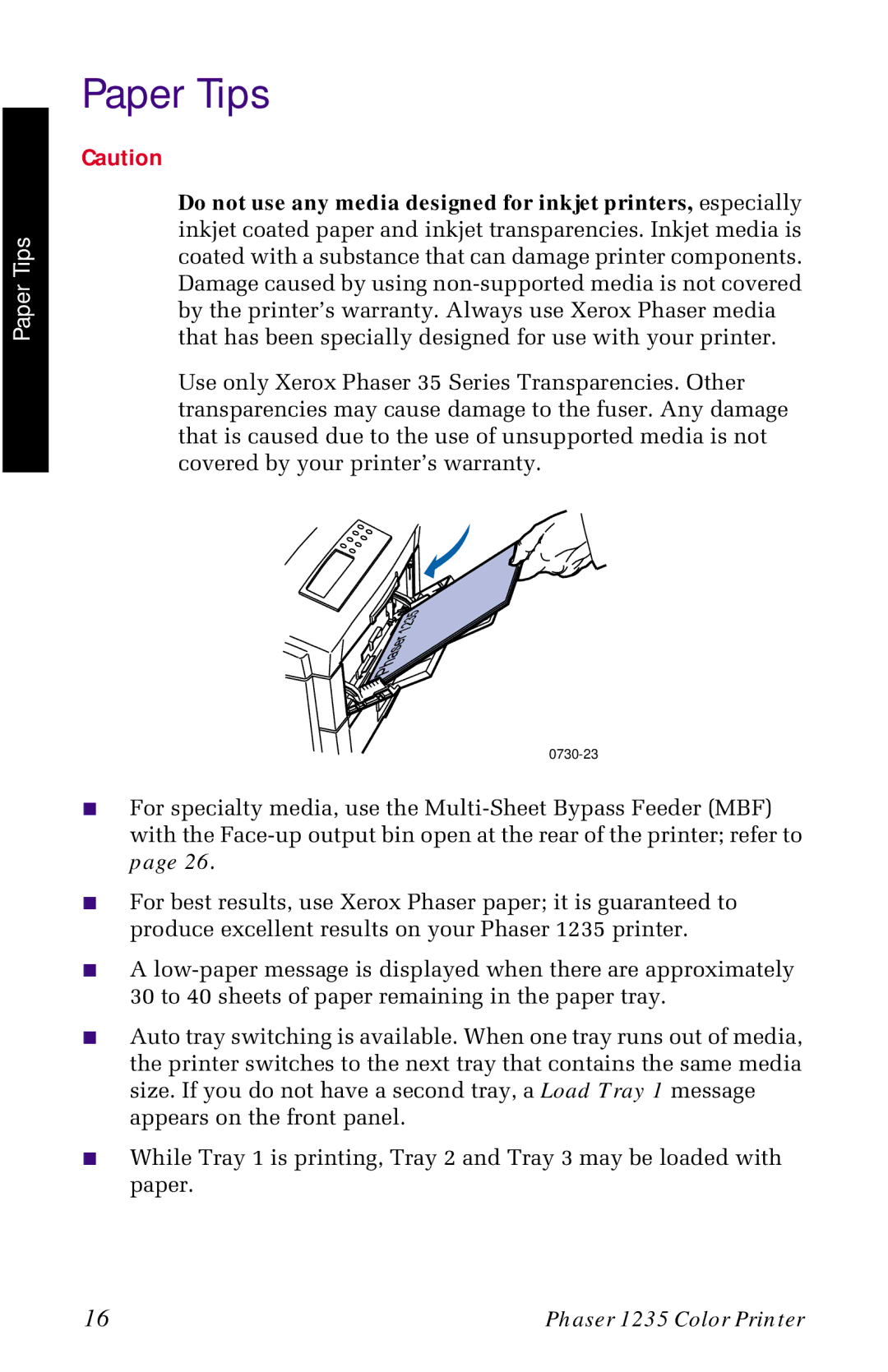 Xerox 1235 manual Paper Tips 