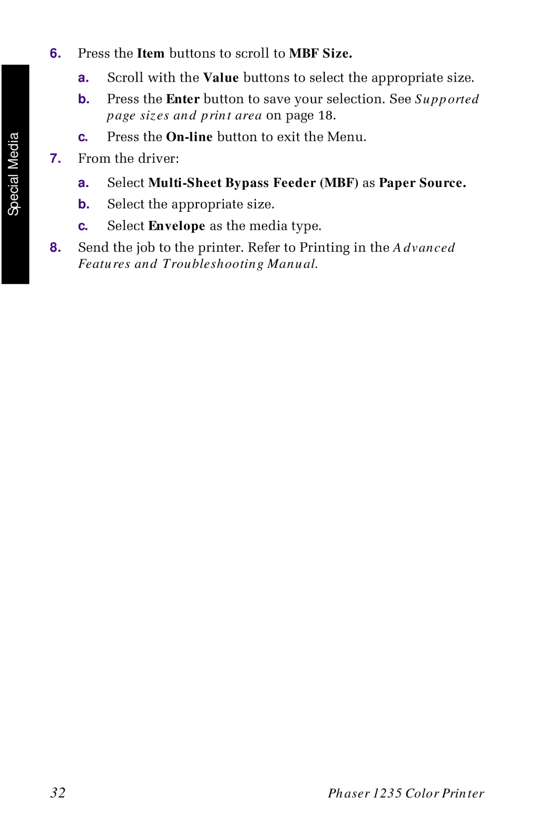 Xerox 1235 manual Select Multi-Sheet Bypass Feeder MBF as Paper Source 