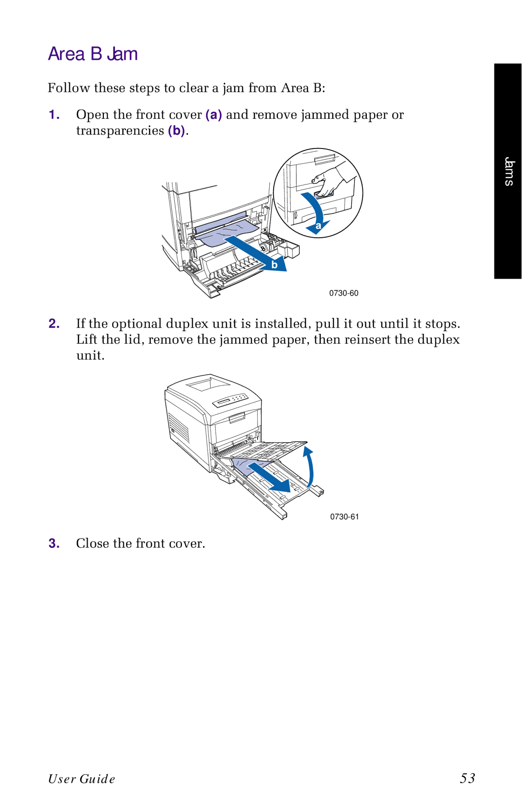 Xerox 1235 manual Area B Jam 