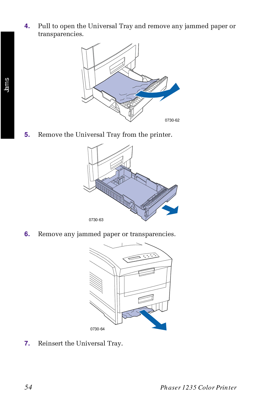 Xerox 1235 manual Remove the Universal Tray from the printer 