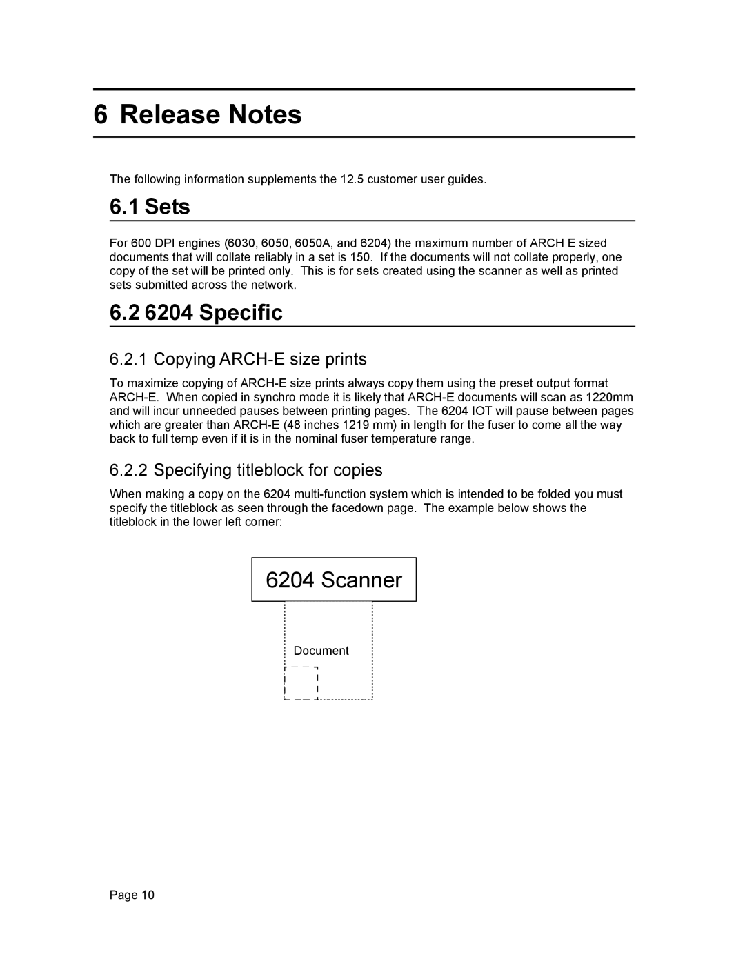 Xerox 12.7 B 114 manual Release Notes, Sets, Specific, Copying ARCH-E size prints, Specifying titleblock for copies 