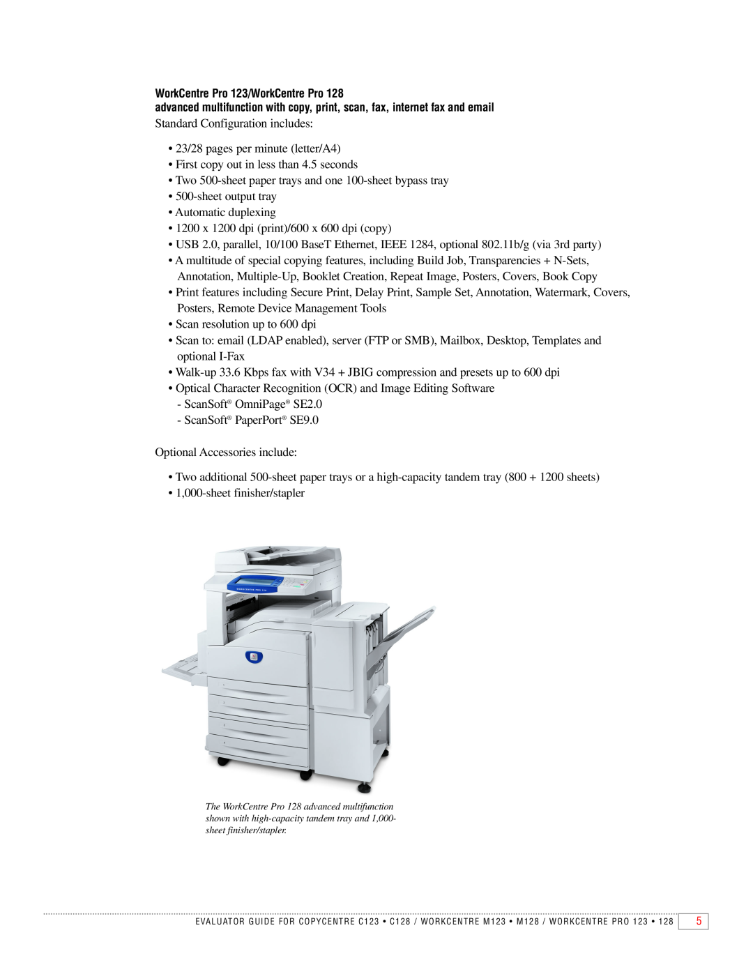 Xerox C128, C123, M123, M128 manual WorkCentre Pro 123/WorkCentre Pro 
