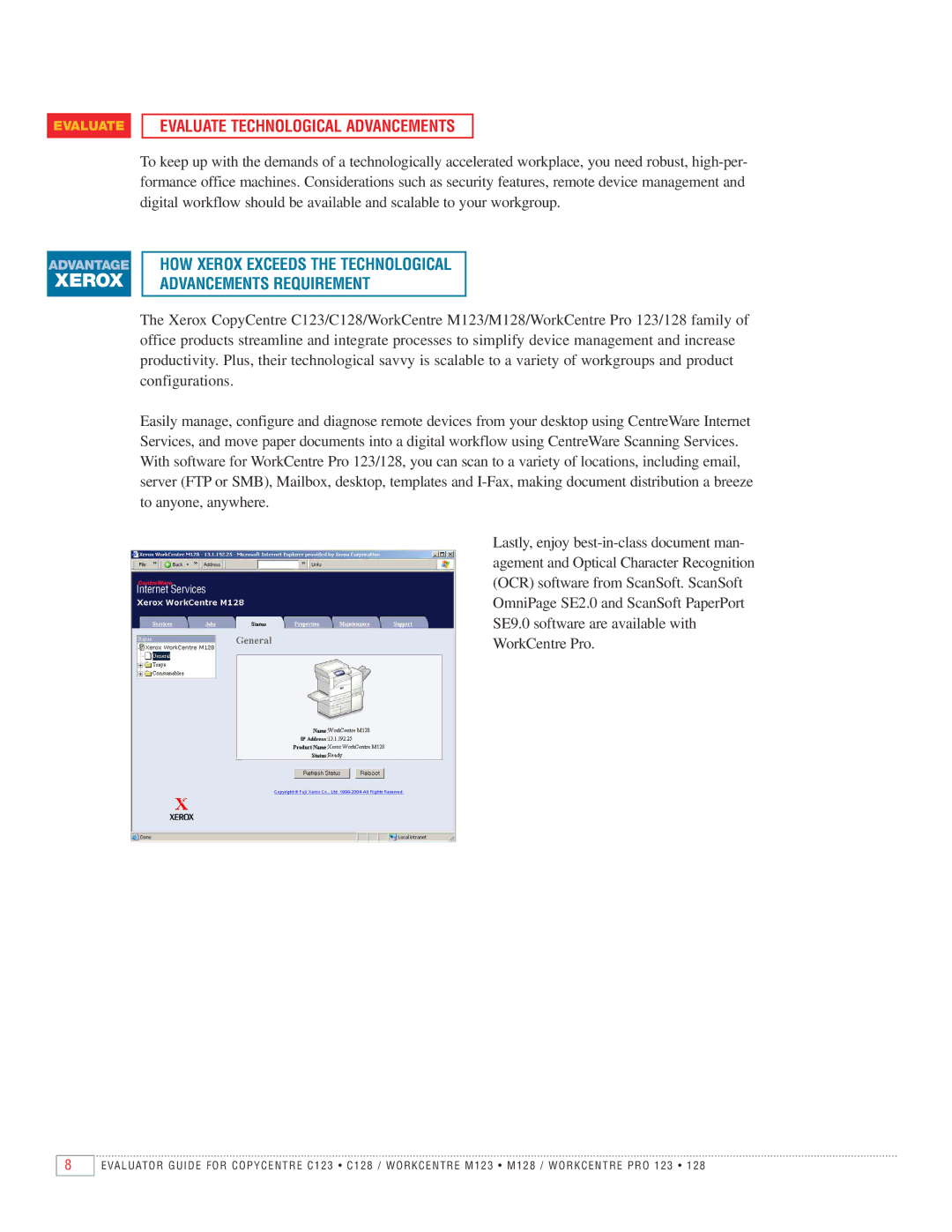 Xerox C123, C128, M123, M128 manual Evaluate Technological Advancements 