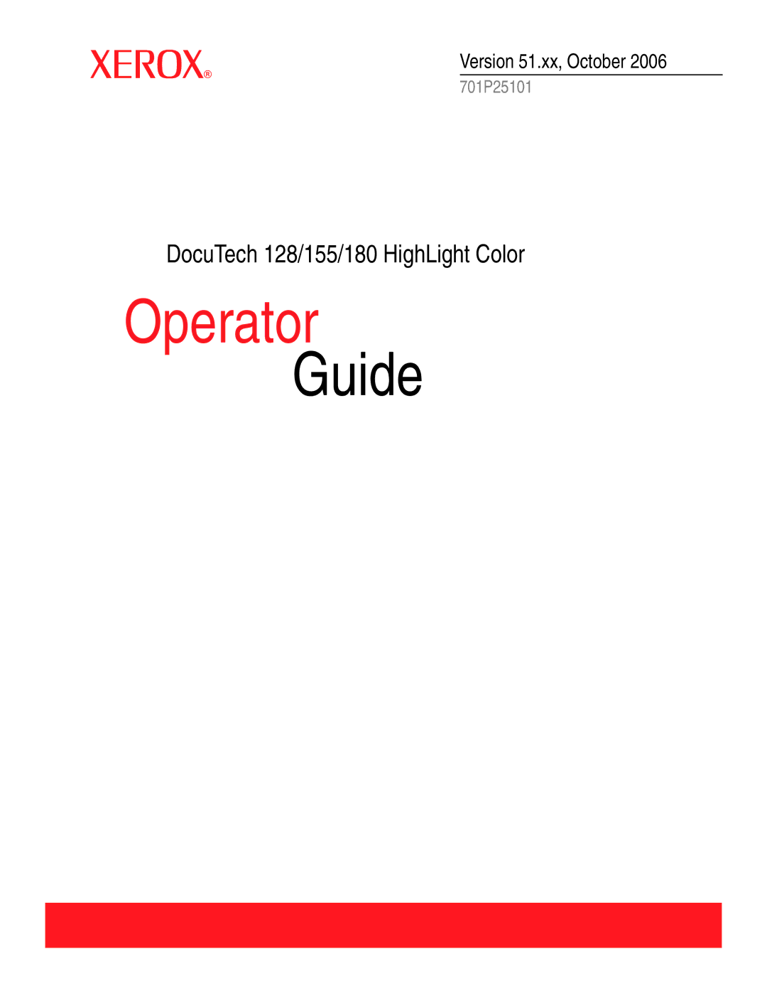 Xerox 128 manual Operator 