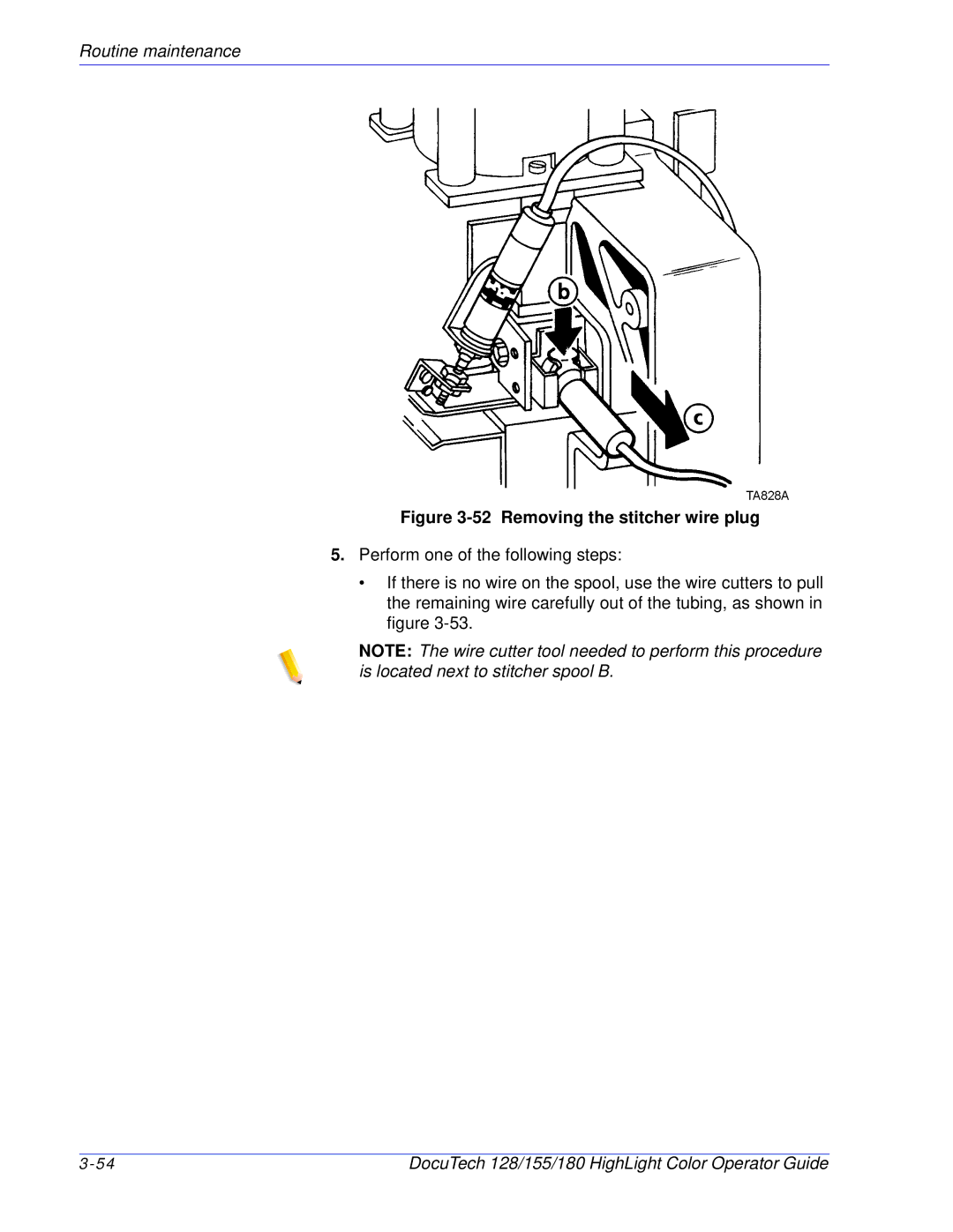 Xerox 128 manual Removing the stitcher wire plug 