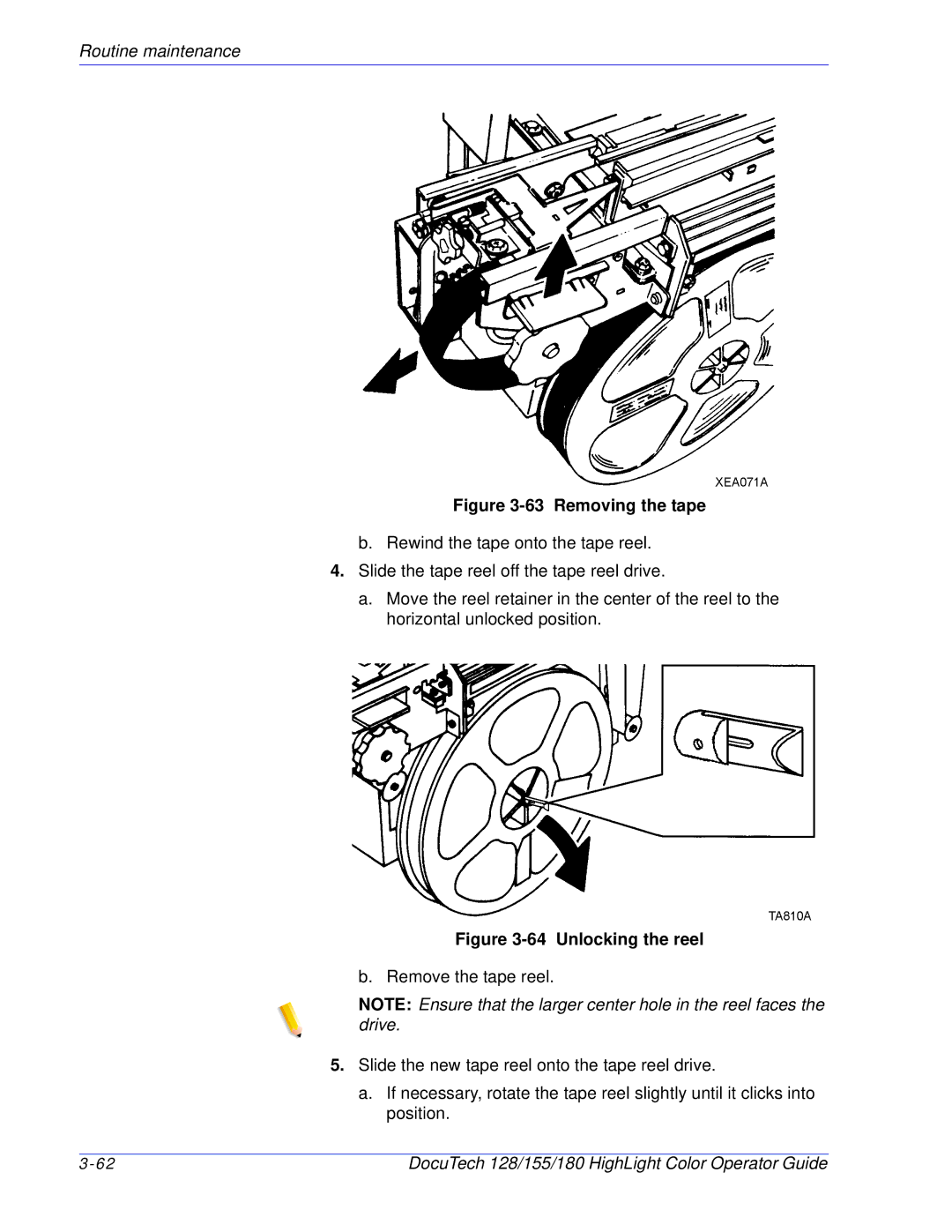 Xerox 128 manual Removing the tape 