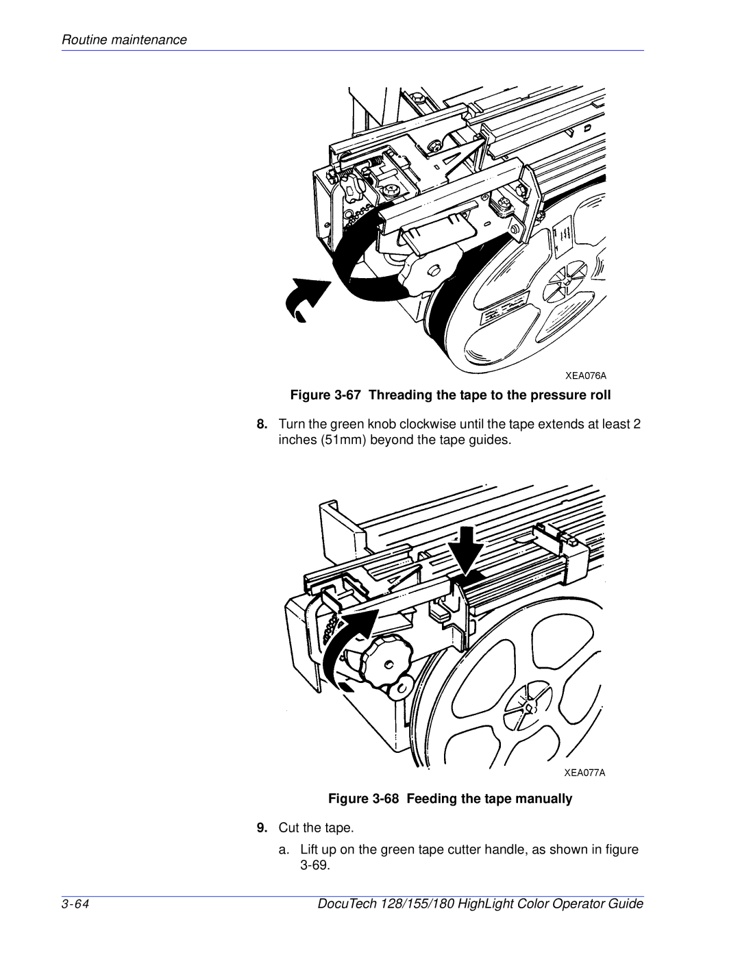 Xerox 128 manual Threading the tape to the pressure roll 