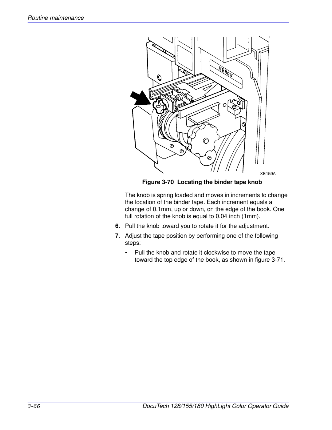 Xerox 128 manual Locating the binder tape knob 