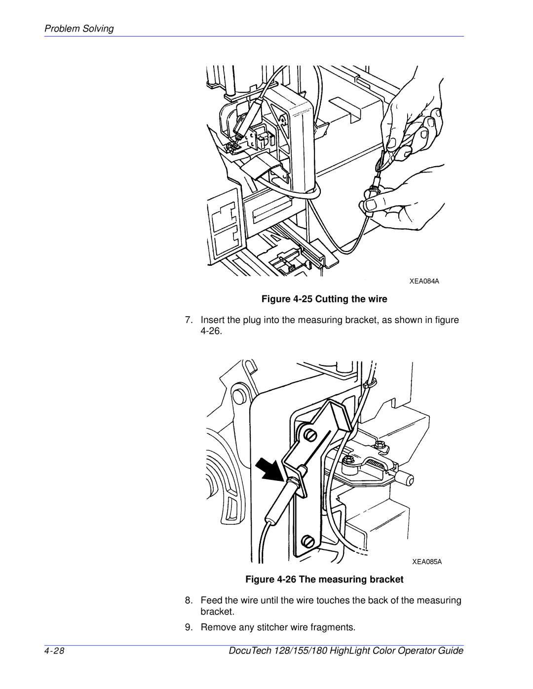 Xerox 128 manual Cutting the wire 