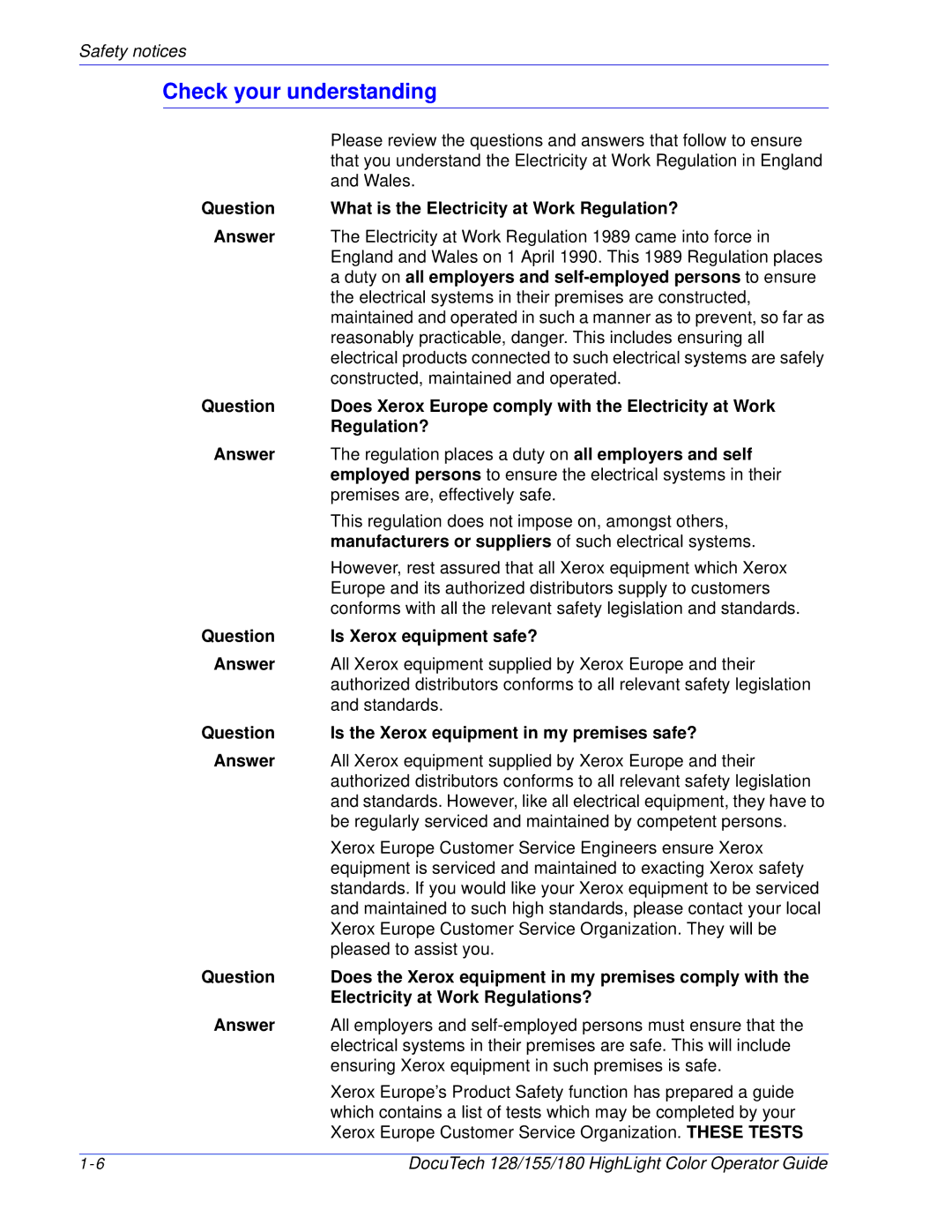 Xerox 128 manual Check your understanding 