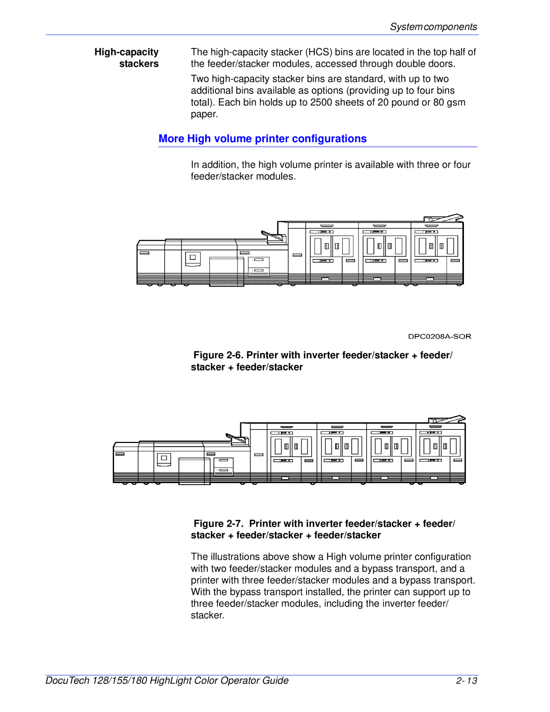 Xerox 128 manual More High volume printer configurations 