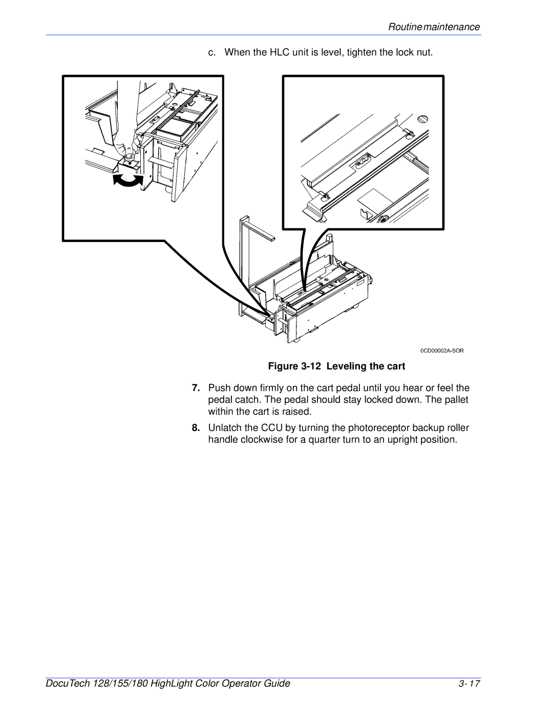 Xerox 128 manual Leveling the cart 