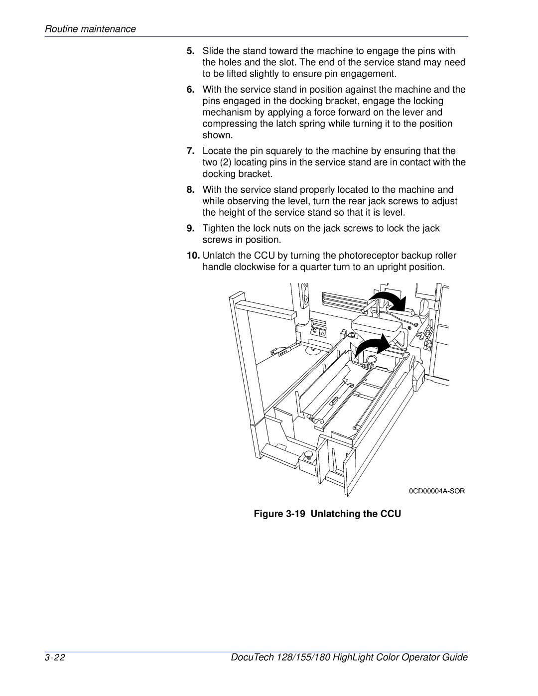 Xerox 128 manual Unlatching the CCU 