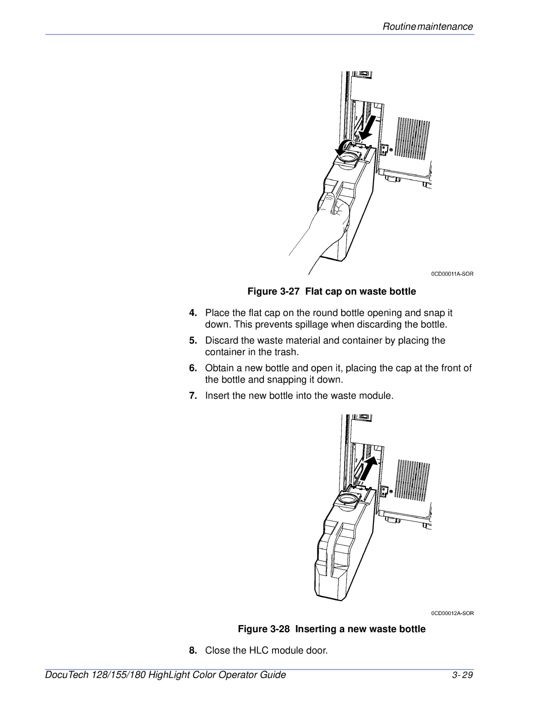 Xerox 128 manual Flat cap on waste bottle 