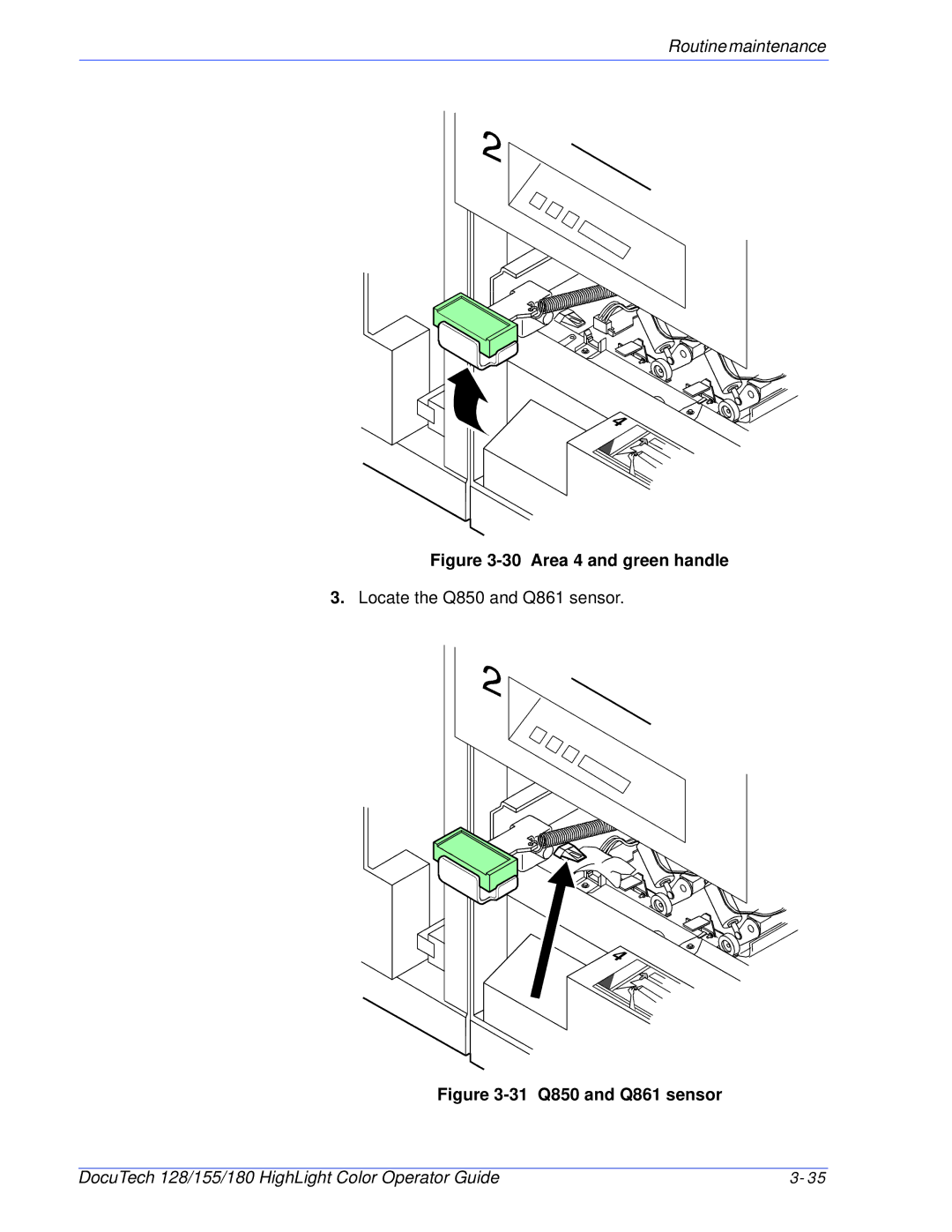 Xerox 128 manual Area 4 and green handle 